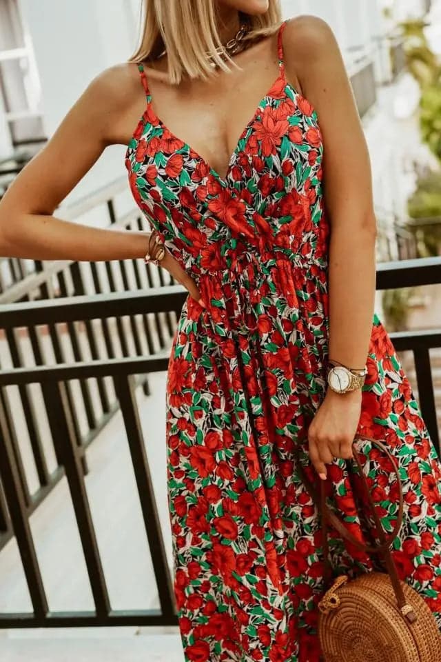 V-neck sleeveless camisole dress | Pricha