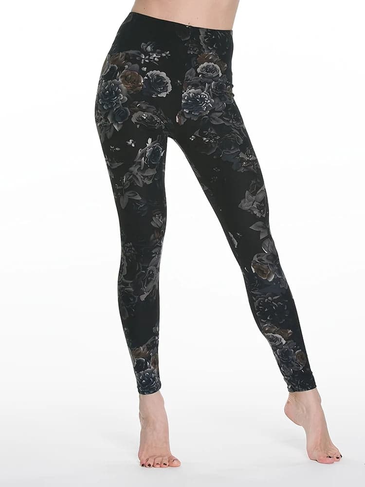 Black Floral Print Skinny Leggings | AeroFit