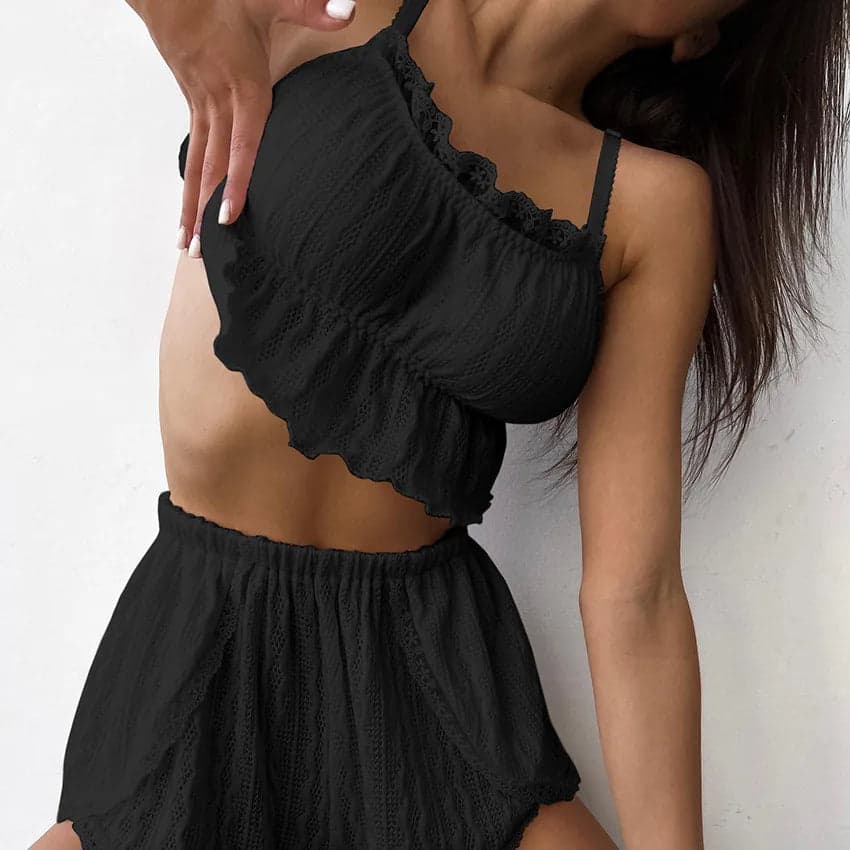 Hollow Out Crop Top Sleepwear | Tachrah