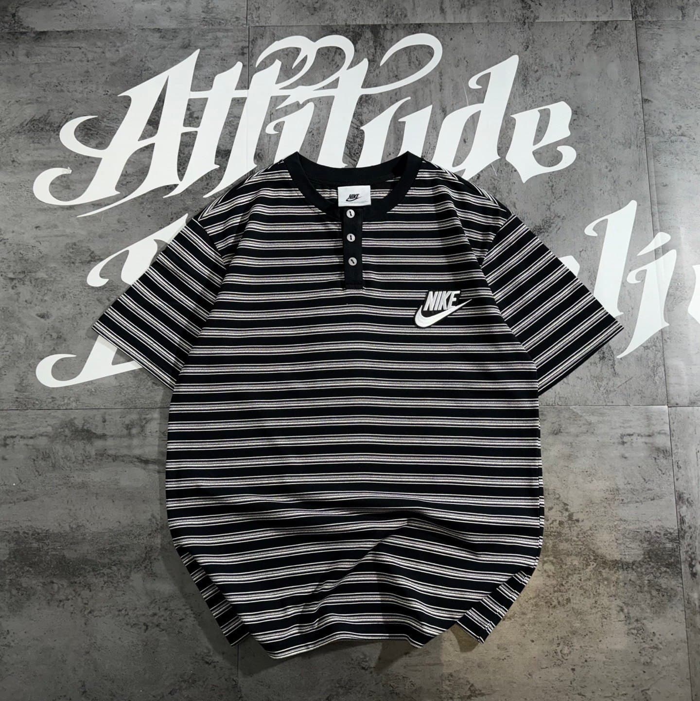 Retro Stripe 3-Button Henley