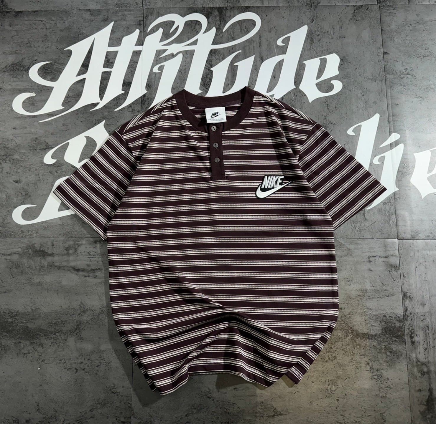 Retro Stripe 3-Button Henley