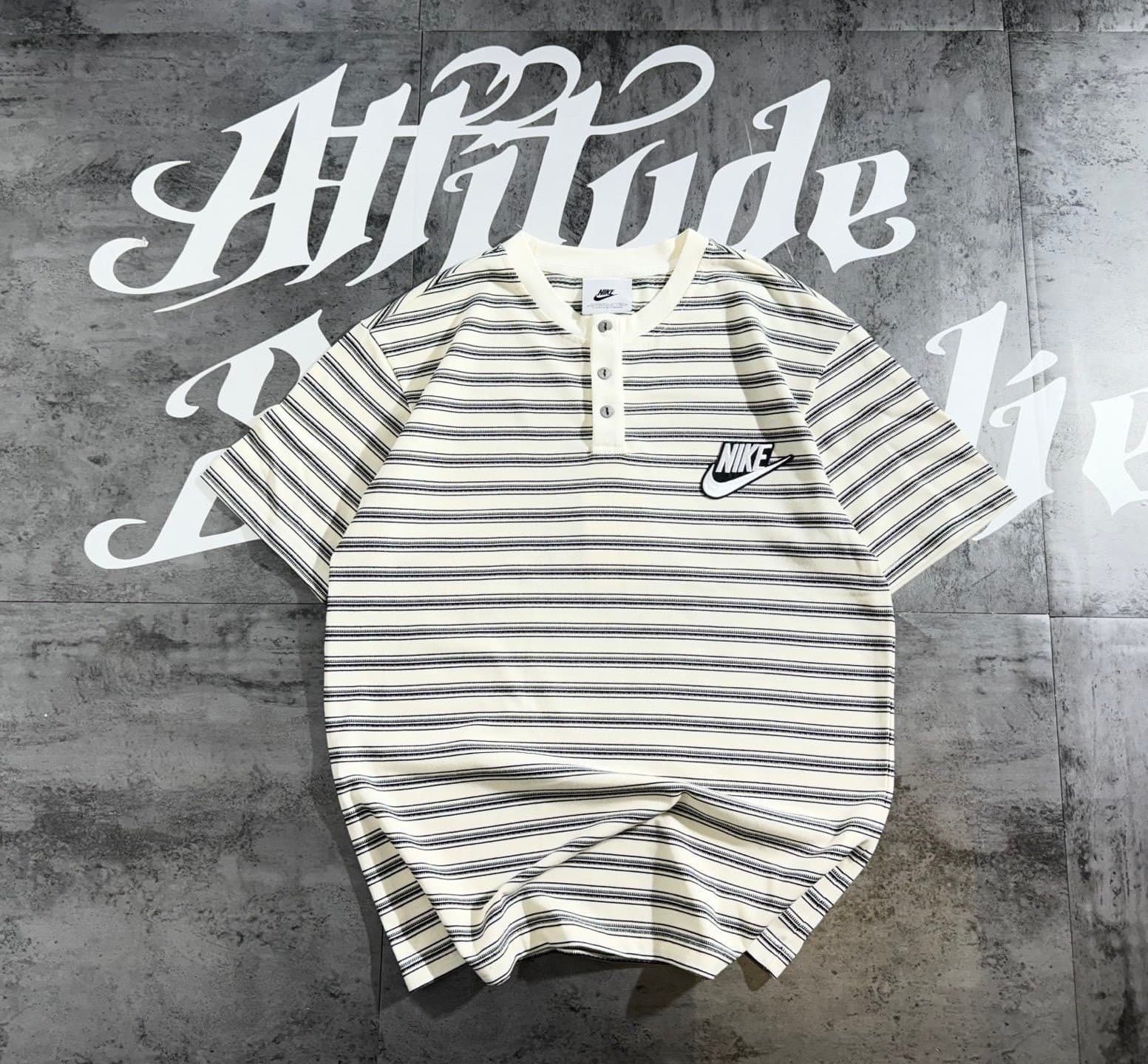 Retro Stripe 3-Button Henley