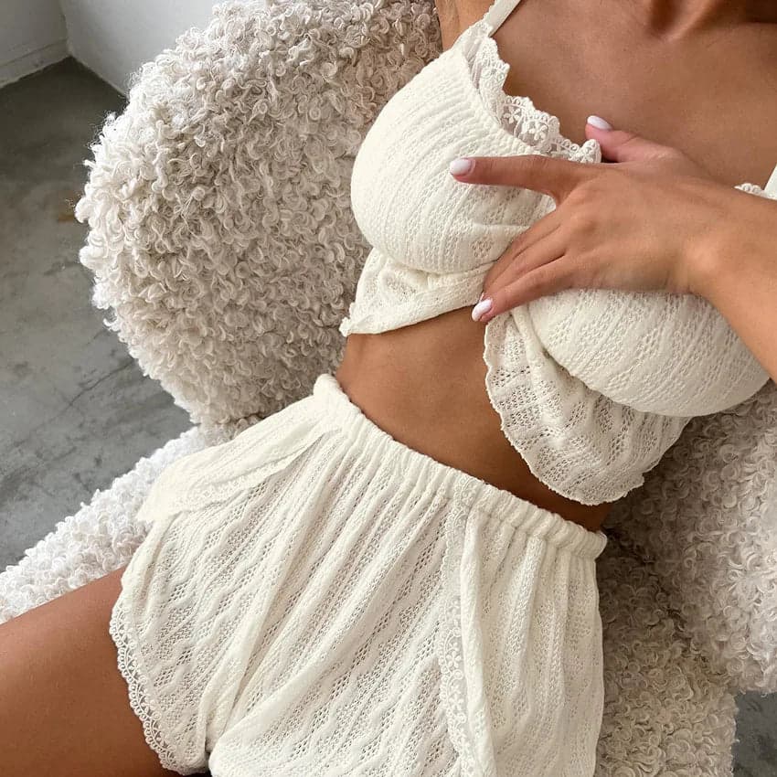 Hollow Out Crop Top Sleepwear | Tachrah