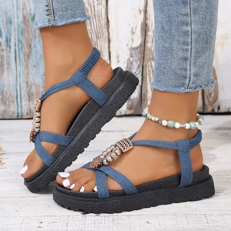 Beaded Mid Heels Sandlas | Imbar