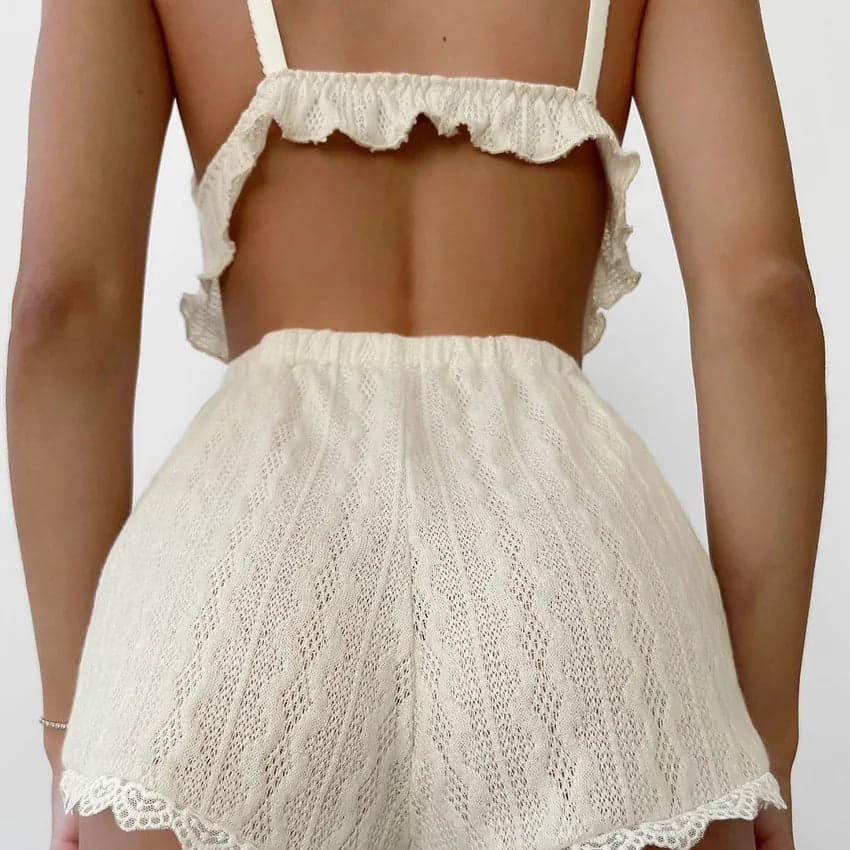 Hollow Out Crop Top Sleepwear | Tachrah