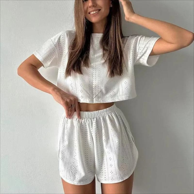 Set Long Sleeve Tops With Shorts Sleepwear | Shosy