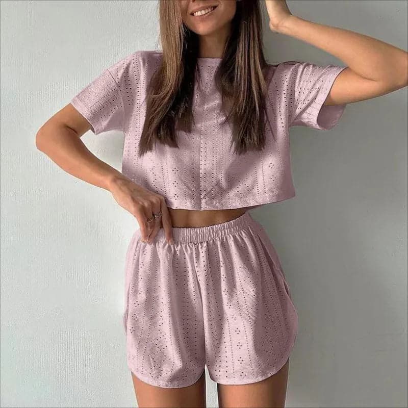 Set Long Sleeve Tops With Shorts Sleepwear | Shosy