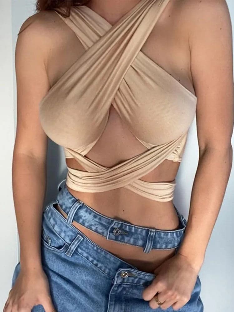 Strappy Cut-Out Halter Crop Top | Sienna