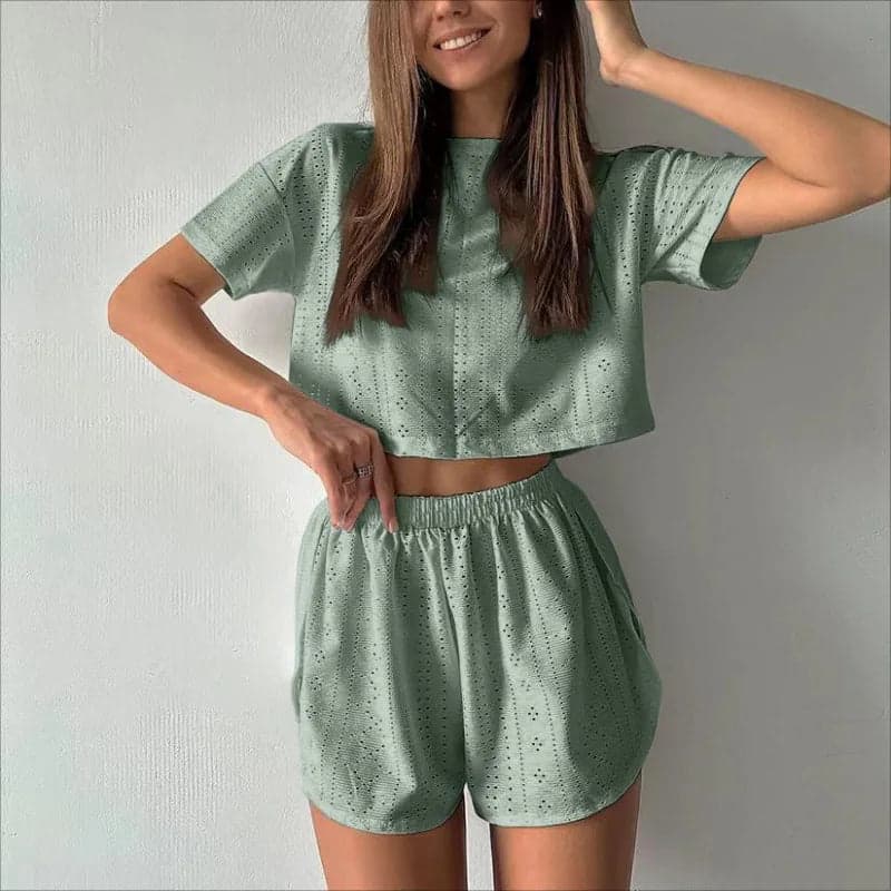 Set Long Sleeve Tops With Shorts Sleepwear | Shosy