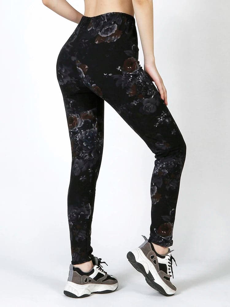 Black Floral Print Skinny Leggings | AeroFit