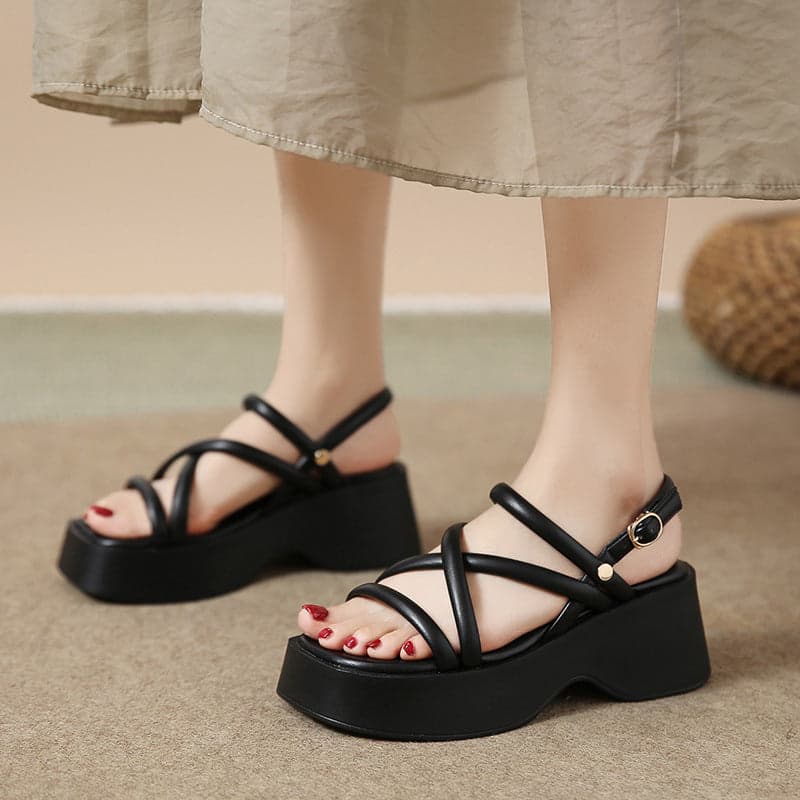 Roman Sandals Platform Cross Strap Sandals | Magnolia
